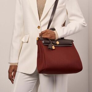 NWT Hermes Herbag Zip 31, Ebene/Rouge H with Gold Hardware